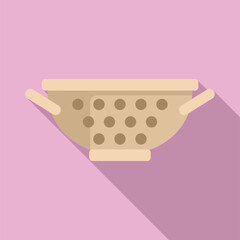 Poster - Handle colander element icon flat vector. Sifting accessory. Drainer utensil