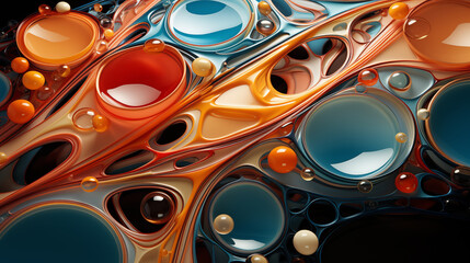 Fototapete - In Textured Backgrounds, bubbles float through fluid landscapes. Each bubble in Textured Backgrounds enhances the depth. The organic curves in Textured Backgrounds invite exploration