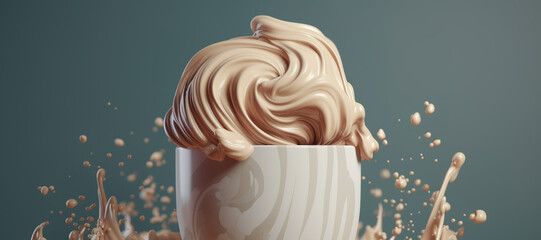 Wall Mural - splash wave of vanilla chocolate milk ice cream 80