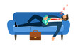 © Orapun - Tired exhausted businessman sleeping on sofa after work in flat design.