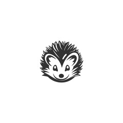 Poster - Black hedgehog silhouette.Forest animal vector icon.