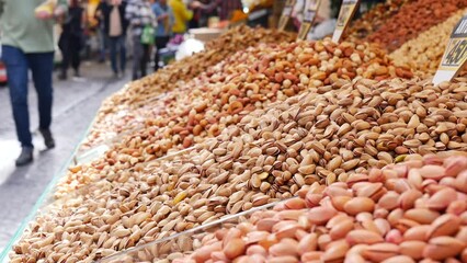 Poster - selling variety of nuts at istanbul bazar 