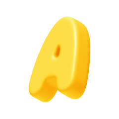 Poster - letter A. letter sign yellow color. Realistic 3d design in cartoon style. Isolated on white background. vector illustration