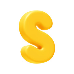 Poster - letter S. letter sign yellow color. Realistic 3d design in cartoon style. Isolated on white background. vector illustration