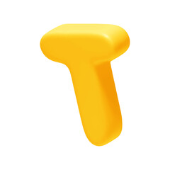 Poster - letter T. letter sign yellow color. Realistic 3d design in cartoon style. Isolated on white background. vector illustration