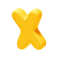 Fototapete - letter X. letter sign yellow color. Realistic 3d design in cartoon style. Isolated on white background. vector illustration