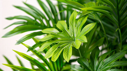 Poster - Exotic Green Leaves Pattern, Fresh Botanical Background for Summer Gardening