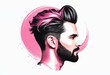 Illustration of a man with a fashionable hairstyle, perfect as an icon representing a hairdressing salon. Interior decoration, images to print as a picture for wall decoration.