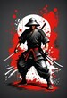 Samurai. T-shirt print design. Digital art. Interior decoration, images to print for wall decoration