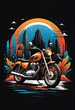 Motorcycle t-shirt print design. Digital art. Interior decoration, images to print for wall decoration
