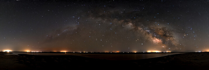 Wall Mural - A beautiful night sky with a long, curving Milky Way