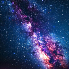 Wall Mural - A galaxy with a long blue line in the middle