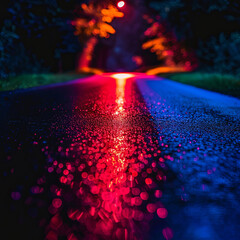 Wall Mural - A blurry image of a road with a red line on it