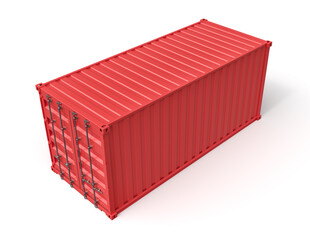 Poster - 3d rendering of closed red shipping container isolated on white background