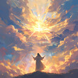 The Divine Entity's Radiant Presence on a Heavenly Summit