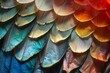 Macro shot of butterfly wing scales, displaying vibrant colors and patterns