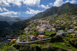 Townscape of small village of Faial in Madeira Island, Portugal. Aerial drone view.
