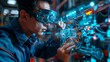 Mechanic Using Augmented Reality Glasses for Step-by-Step Repair Guidance and Digital Instructions