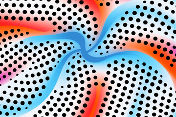Wall Mural - Vibrant halftone pattern with flowing wave shapes in a dynamic composition
