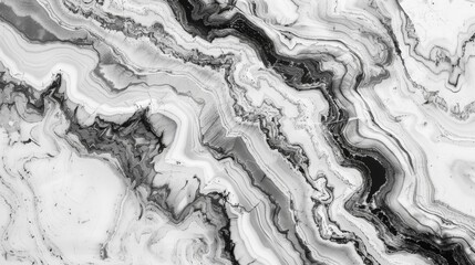 Wall Mural - Monochrome marble texture featuring wavy line pattern