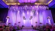 Wedding stage decoration background inside the building with elegant and beautiful flower decorations