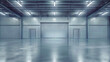 © Art AI Gallery - A large, empty warehouse with a silver door