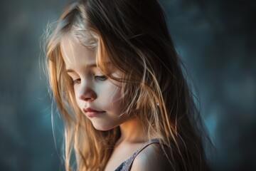 Poster - A dreamy shot of a young girl in soft focus, bathed in light, with a contemplative look on her face