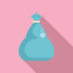 Poster - Carry trash bag icon flat vector. Recycle clean. Packing object clean