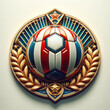 3D soocer badge, symbol, sign logo