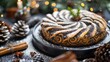 Poppy seed cake in the shape of a rosette. Traditional Polish cake for Christmas