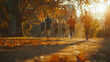 © Kateryna - A group in their 40s jogging together in a park, showing teamwork and commitment to fitness. , natural light, soft shadows, with copy space