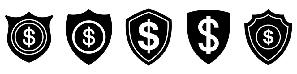 Wall Mural - Shield with dollar symbol. Vector illustration. Security shield protection. Money security concept.
