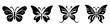 Butterfly icons set. Black butterfly of different shapes in flat graphic design. Vector illustration