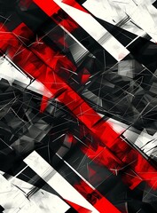 Wall Mural -  red white black abstract geometric background