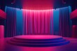 Empty cinema stage lighting illuminated performance.