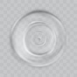 Water drop wave. Sound splash effect vector. Circle liquid rain puddle texture. 3d isolated droplet ring motion in ocean. Pure aqua raindrop with light reflection. Realistic falling drip pattern