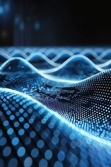 Poster - Digital network connection  streamline of particles symbolizing information technology
