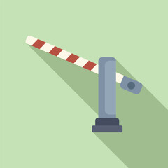 Wall Mural - Half open railway crossing barrier icon flat vector. Object control. Pass protection