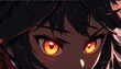 bright black fierce glowing eyes anime cartoon close-up from Generative AI