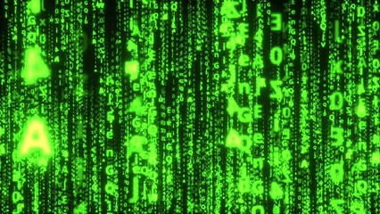 green binary code with matrix effect