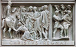 MILAN, ITALY - SEPTEMBER 16, 2024: The relief of Martyrdom of St. Sophia on the bronze gate of Cathedral - Duomo by Arrigo Minerbi (1937 - 1948)