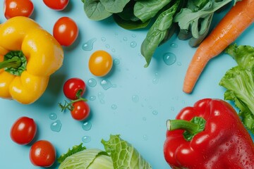 Wall Mural - A colorful assortment of vegetables including tomatoes, peppers, cucumbers, bell peppers