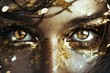 captivating womans eyes gaze alluringly adorned with luxurious gold details high fashion portrait digital art