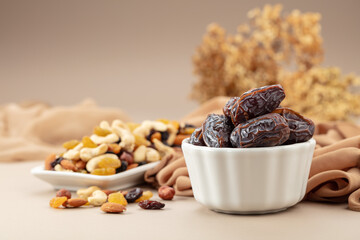 Wall Mural - Dates and mix of various nuts and raisins.