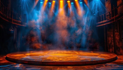 Canvas Print - Theater stage light background with spotlight illuminated the stage