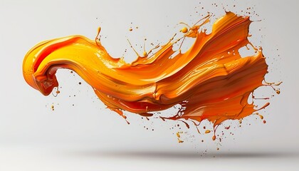 Wall Mural - thick voluminous stroke of orange oil paint