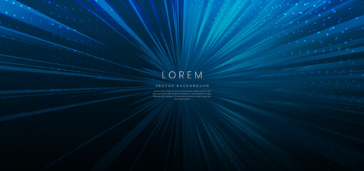 Wall Mural - Abstract blue zoom lines speed design on dark blue background.