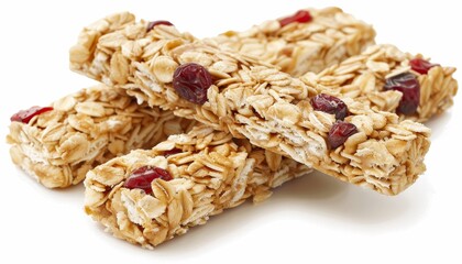 Wall Mural - Split chewy granola bar showcasing hearty oats, nuts, and sweet dried fruits in close up