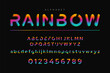 Rainbow color typography font text design with alphabet letter and number vector design on dark background