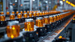Automated Pharmaceutical Bottling Process in Factory, Generative AI